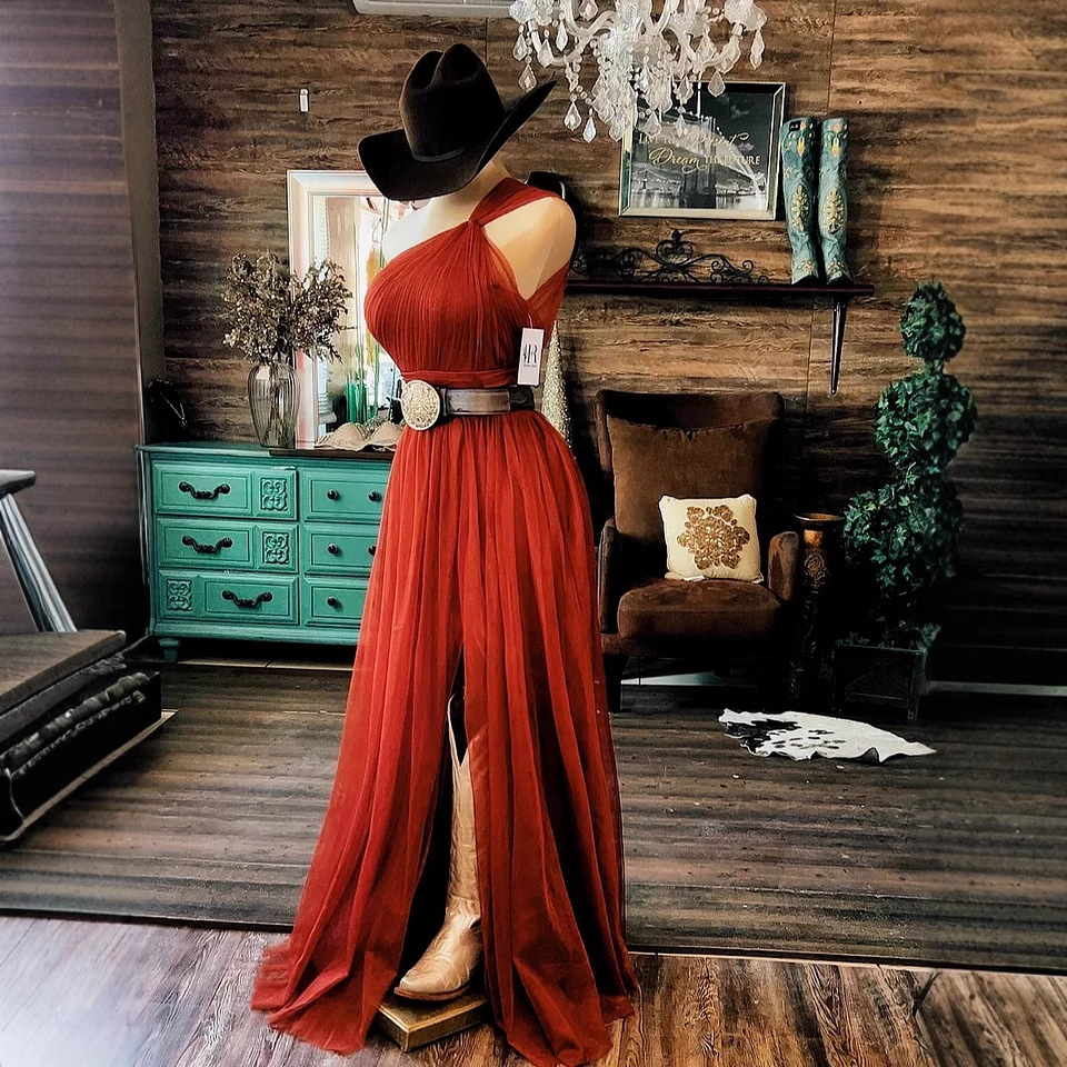 One-Shoulder Fitted Solid Color Sleeveless Long Dress