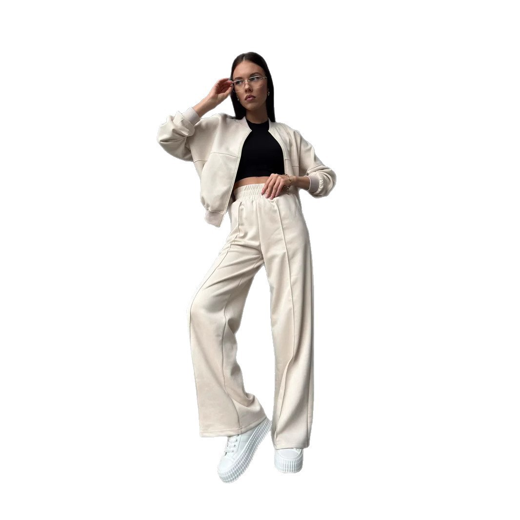 Women's Zip-Up Cardigan and Pants Two-Piece Set, Long Sleeve Streetwear Tracksuit