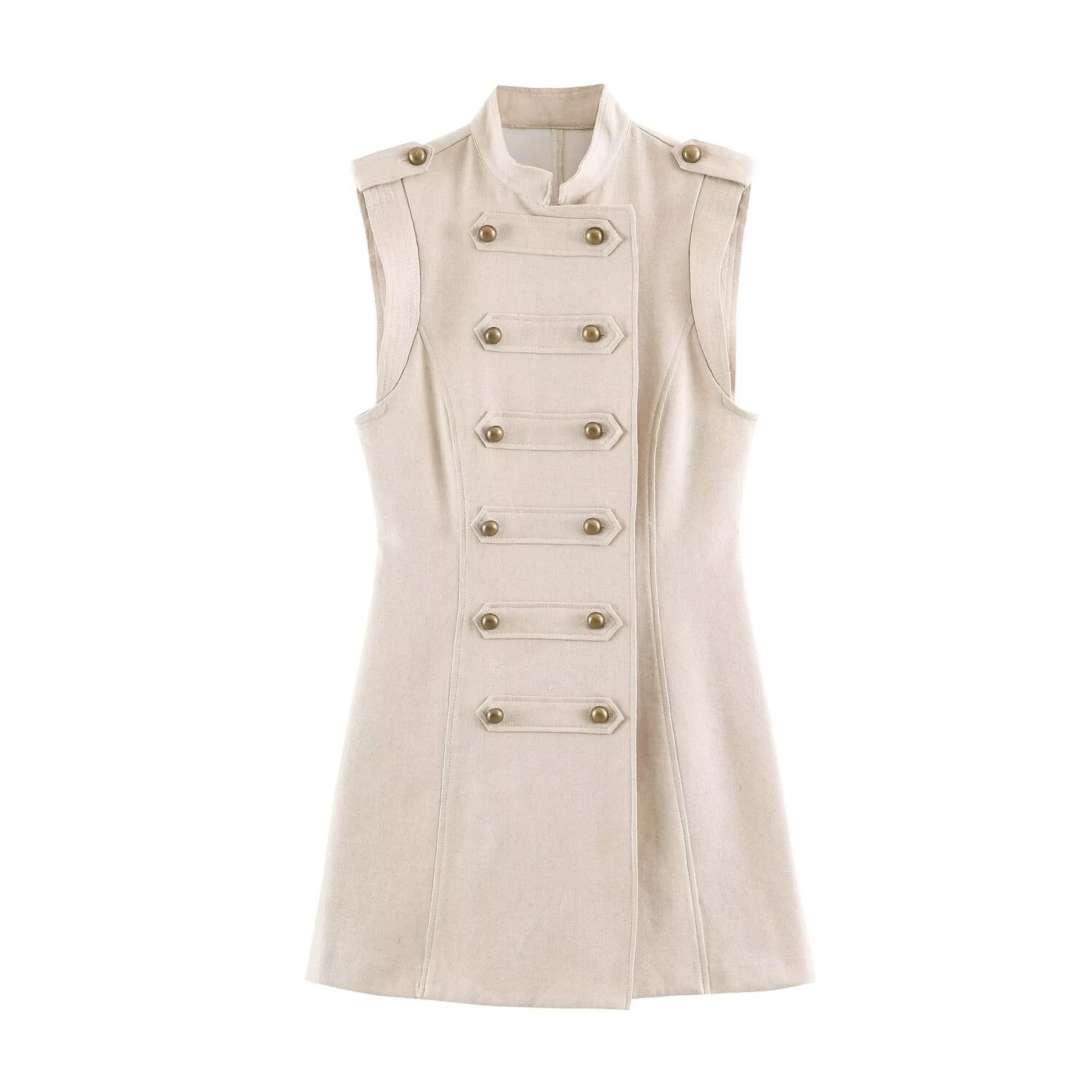 Women's Apricot Sleeveless A-Line Mini Dress