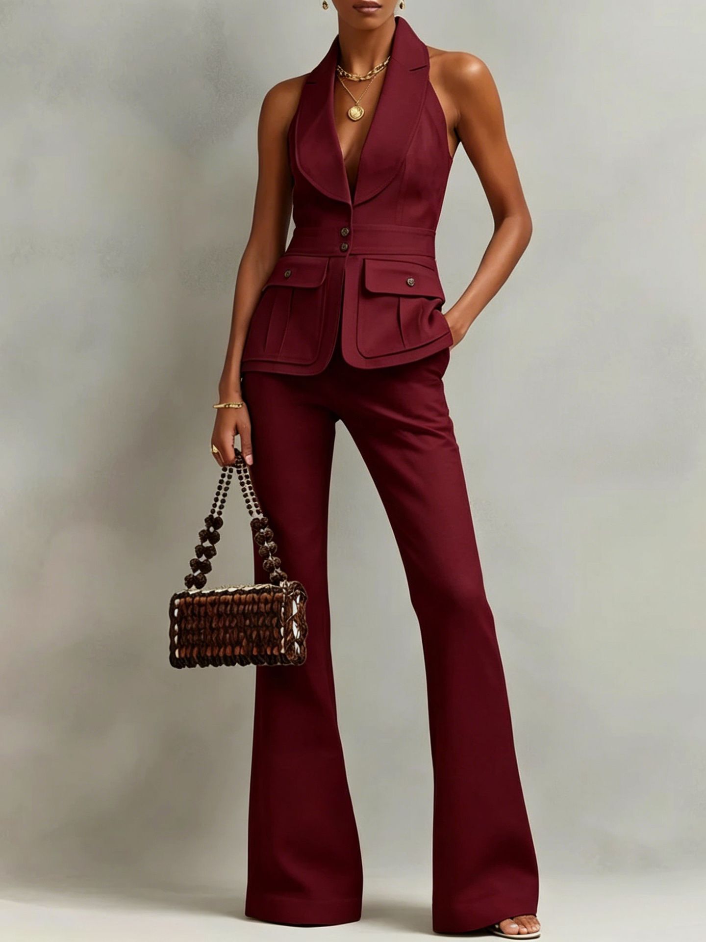 Women's Sleeveless High-Waist Minimalist Two-Piece Set