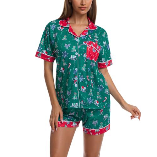 Women's Cuban Collar Polka Dot Print Short Sleeve Top Set
