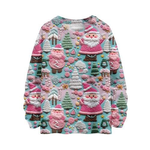 Women's Christmas House Reindeer Print Crewneck Sweatshirt