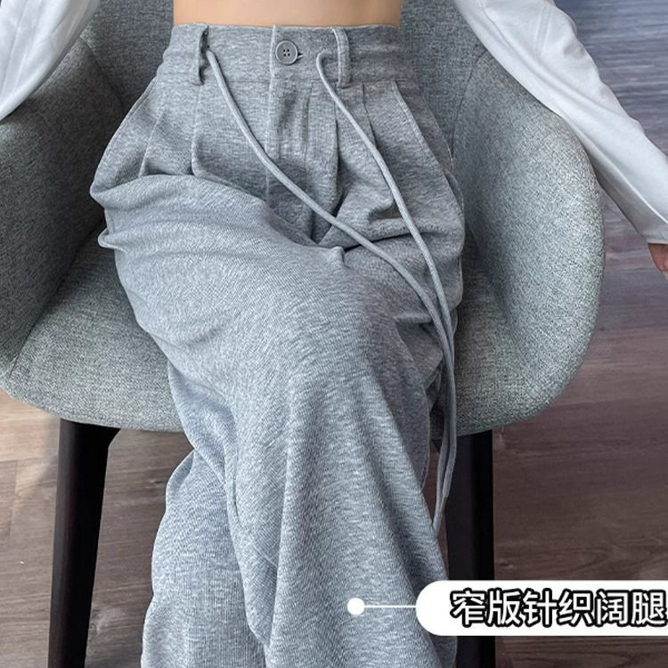 Women's High-Waist Straight-Leg Sweatpants with Drape, Slimming Loose Fit