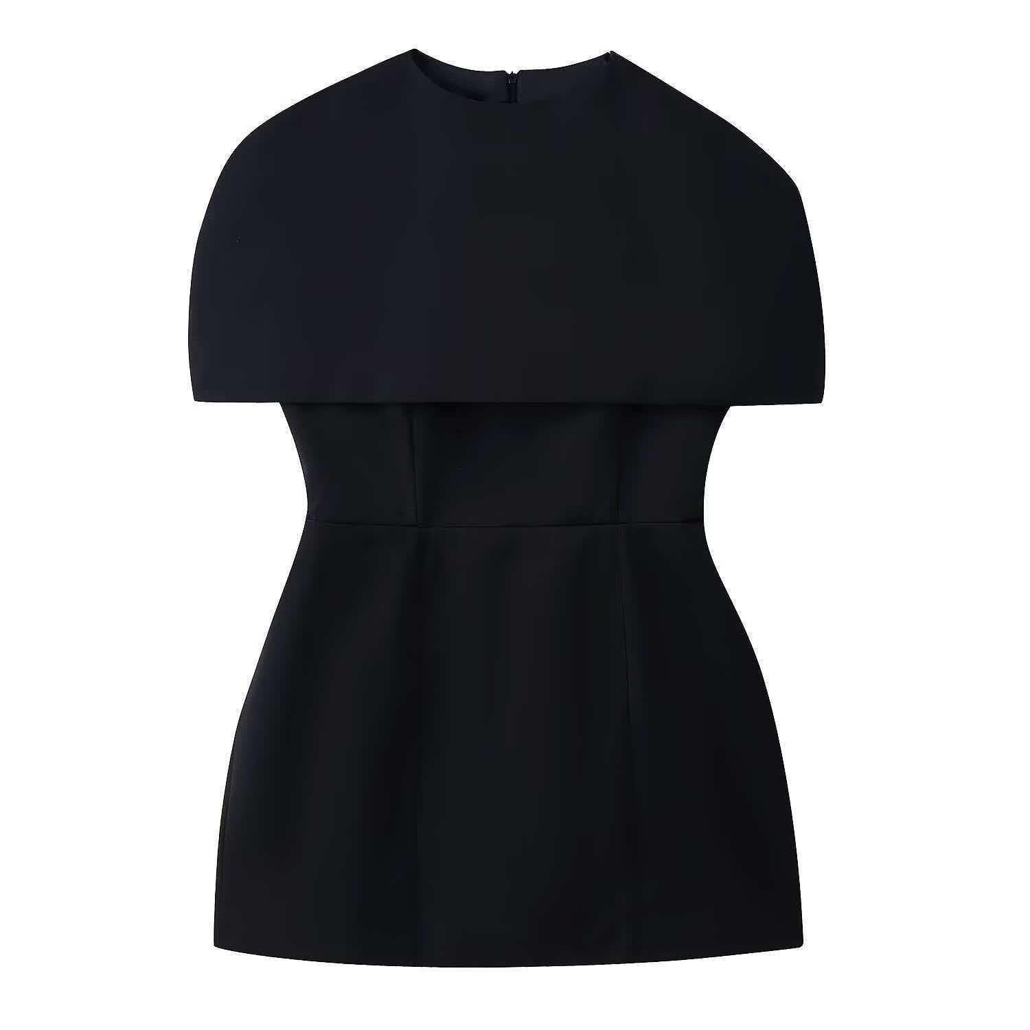 Women's Sleeveless Square Neck A-Line Mini Dress with Shawl