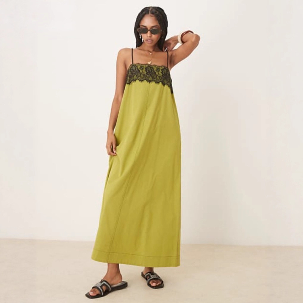 Elegant Lace Trim Sleeveless Cami Dress