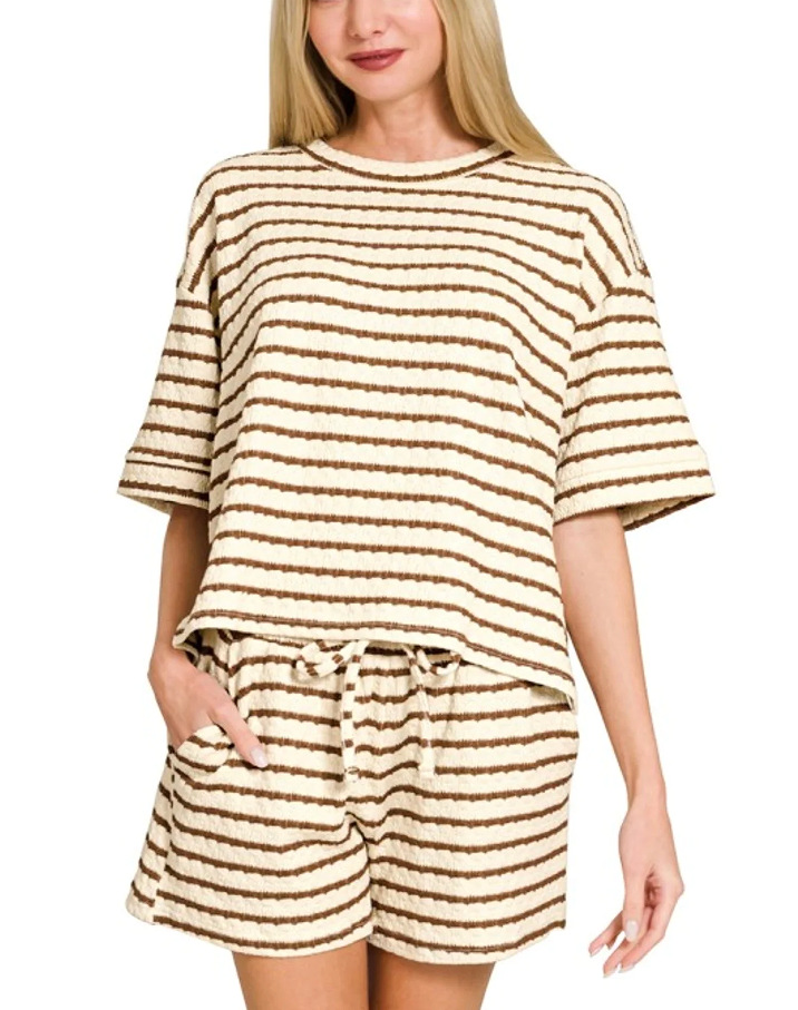 Striped Crewneck Short Sleeve & Shorts Set