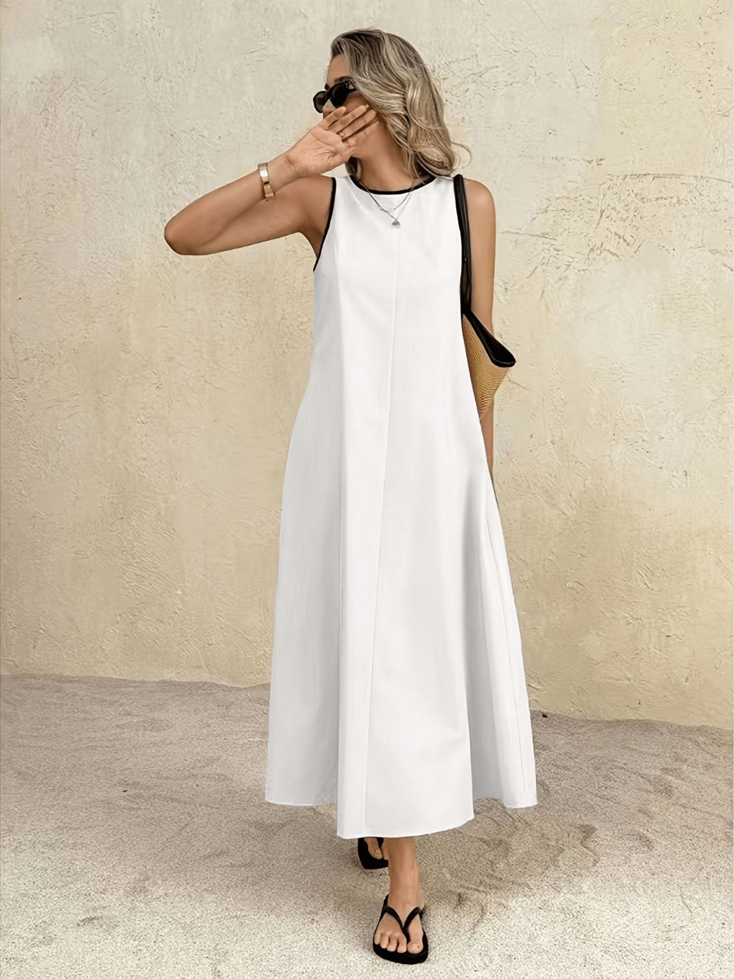 Solid Sleeveless Long Tank Dress