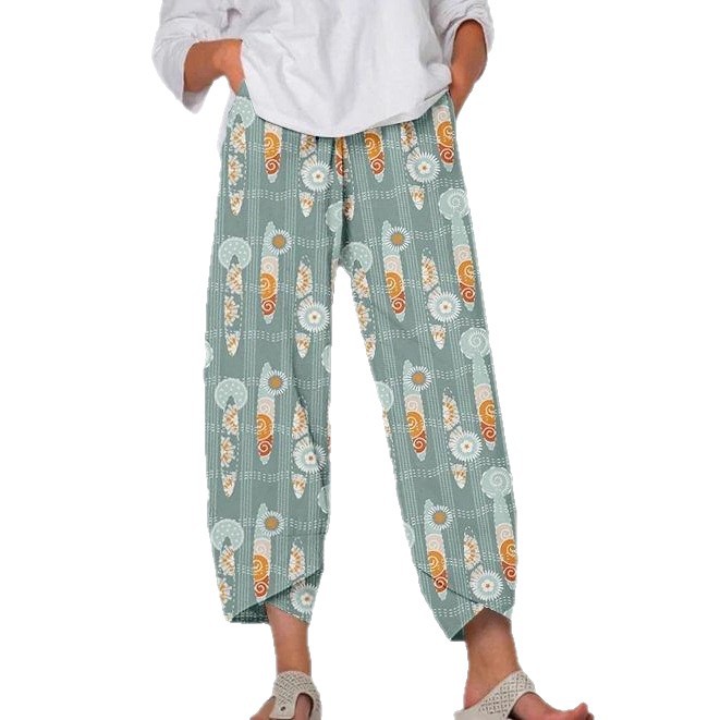 Women's Floral Print Cropped Jogger Pants Casual Multicolor