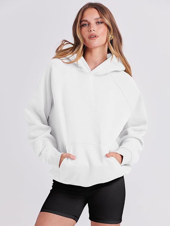 TUME Women's Hooded Pullover Sweatshirt Solid Color