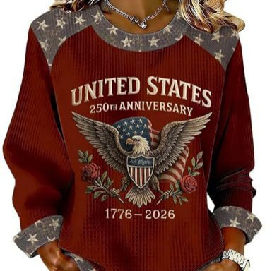 Women's Eagle American Flag Print Crewneck Sweatshirt