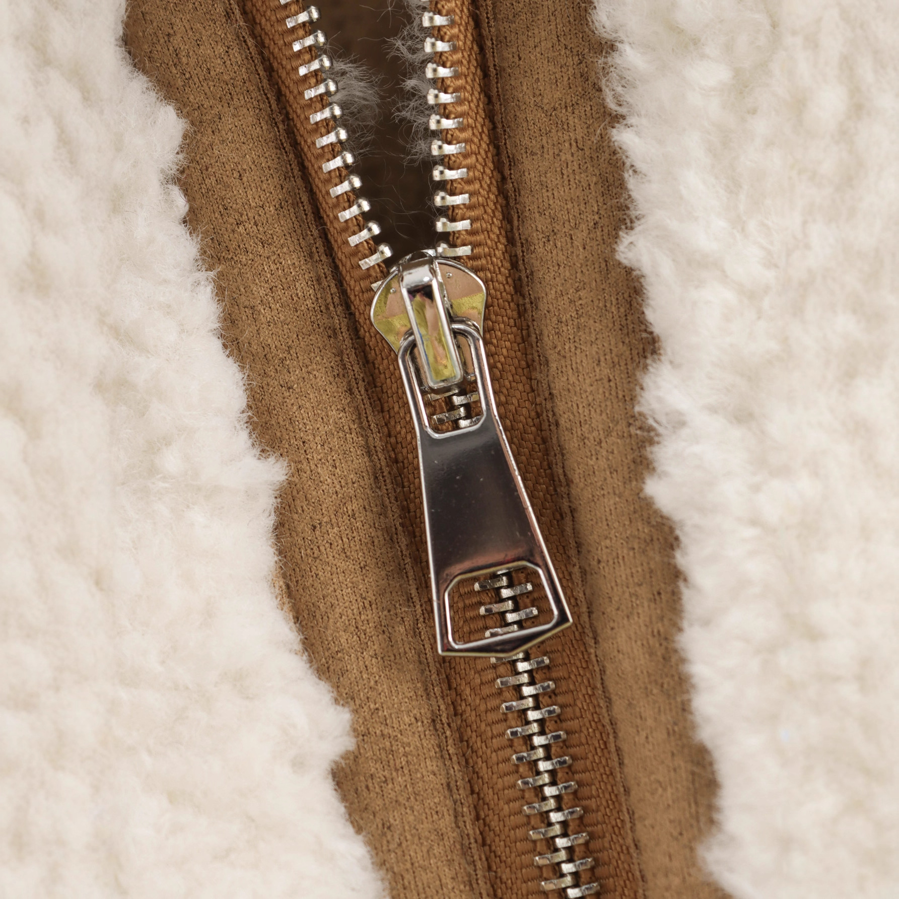 Faux Fur Fleece Zip-Up Jacket with Pockets