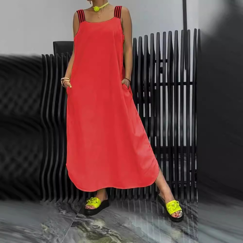 Women's Sleeveless Suspender Dress Summer Loose Casual Long Dress