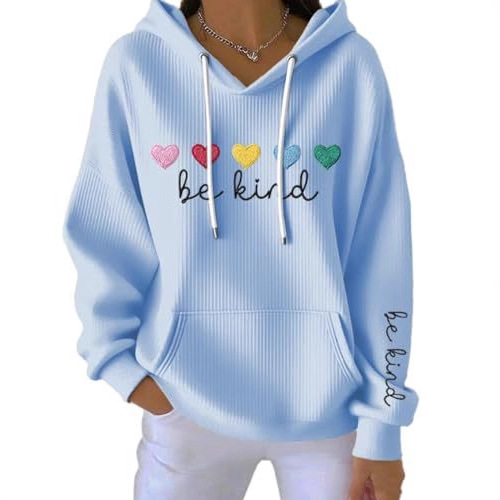 Women's Heart Be Kind Letter Print Hooded Sweatshirt