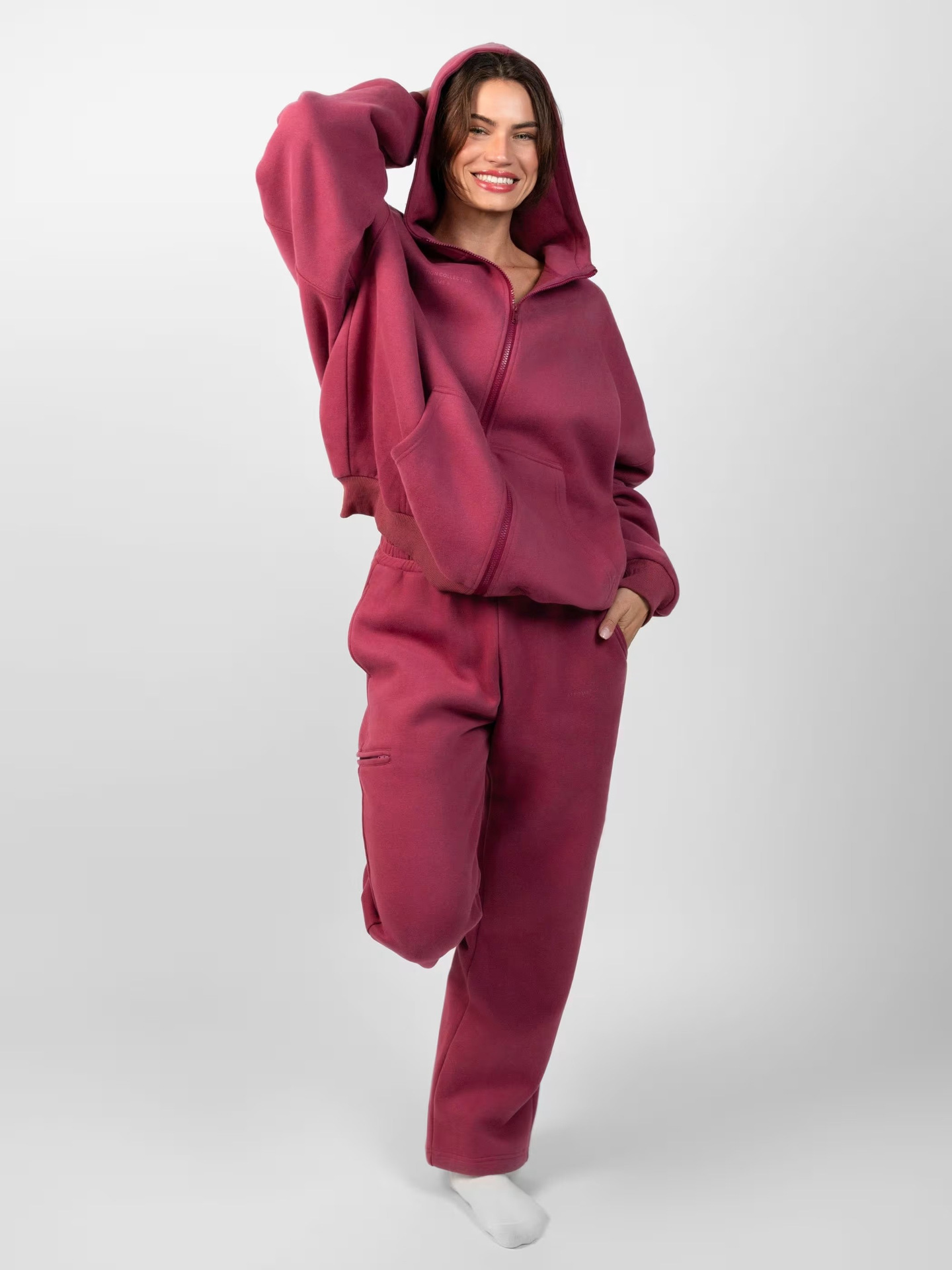 Women's Hooded Zip Cardigan and Pants Set Casual Two-Piece Tracksuit
