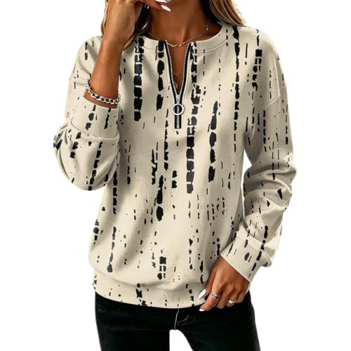 Polka Dot Print Half-Zip Stand Collar Hoodie for Women