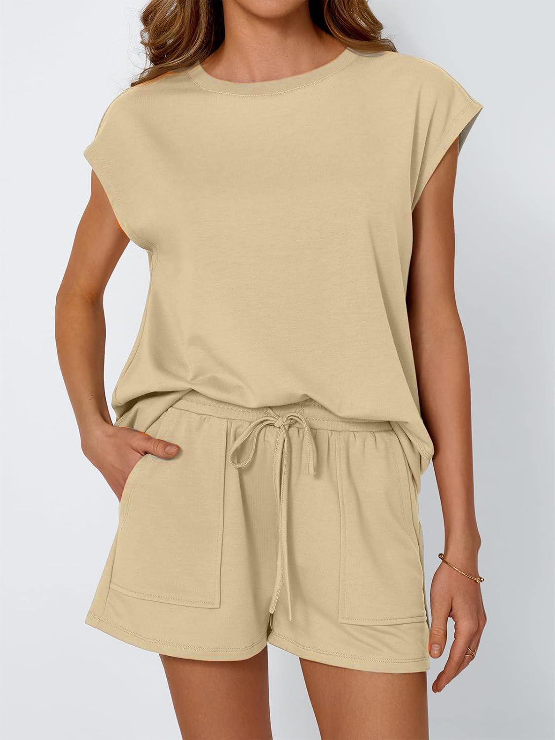 Women's Summer Two-Piece Set with Short Sleeve T-Shirt and Casual Shorts