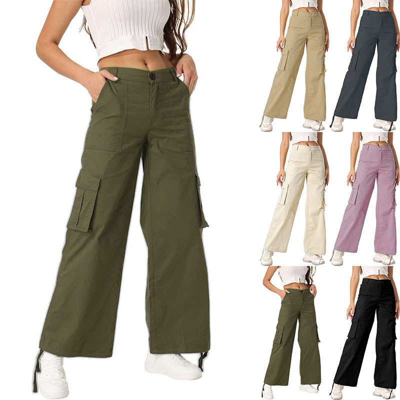 High-Waist Wide-Leg Cargo Pants with Pockets
