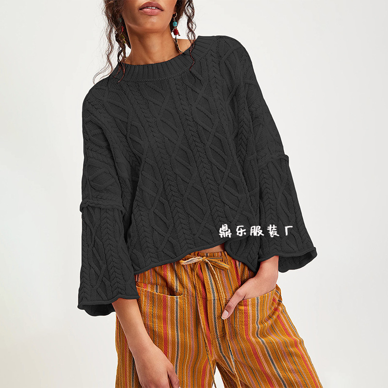 Women's Cropped Crewneck Knit Sweater