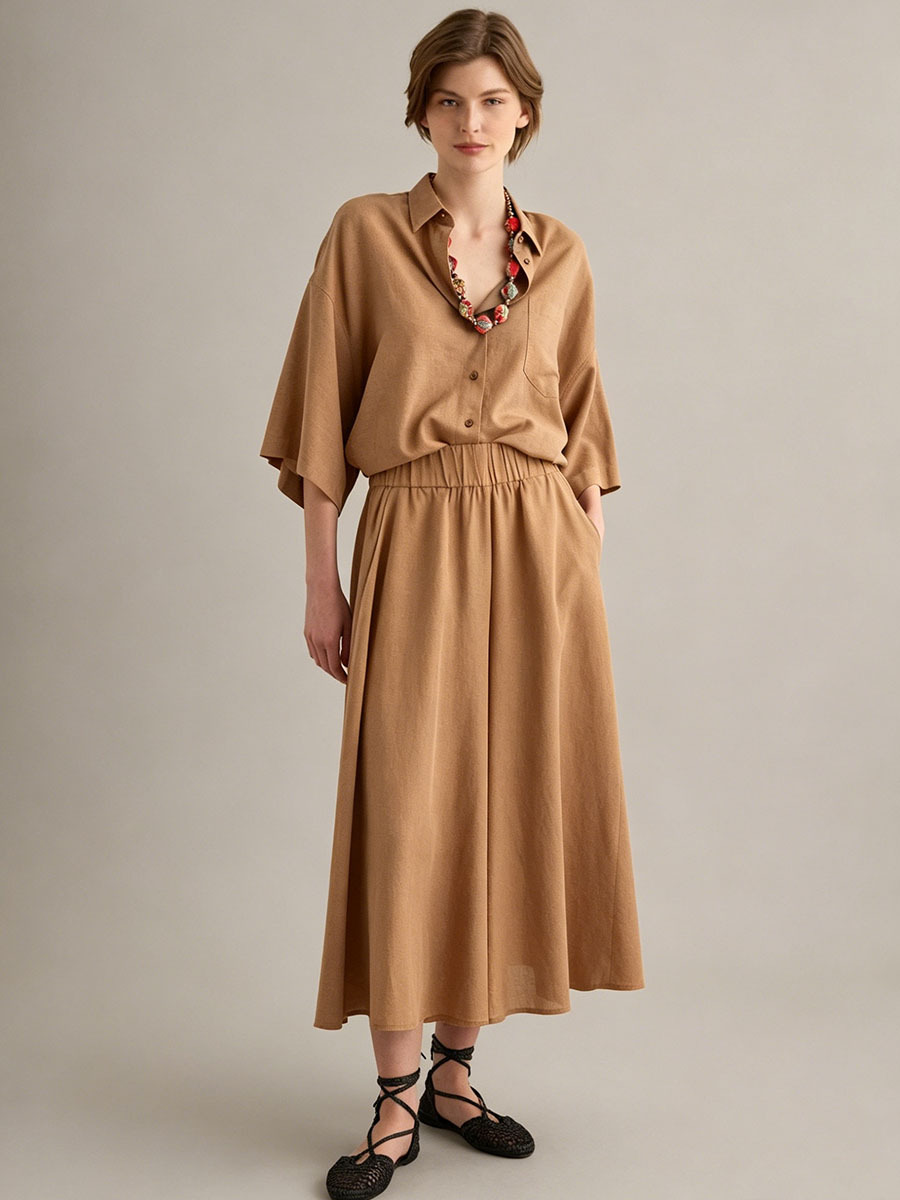 Women's Short Sleeve Top and Skirt Casual Set