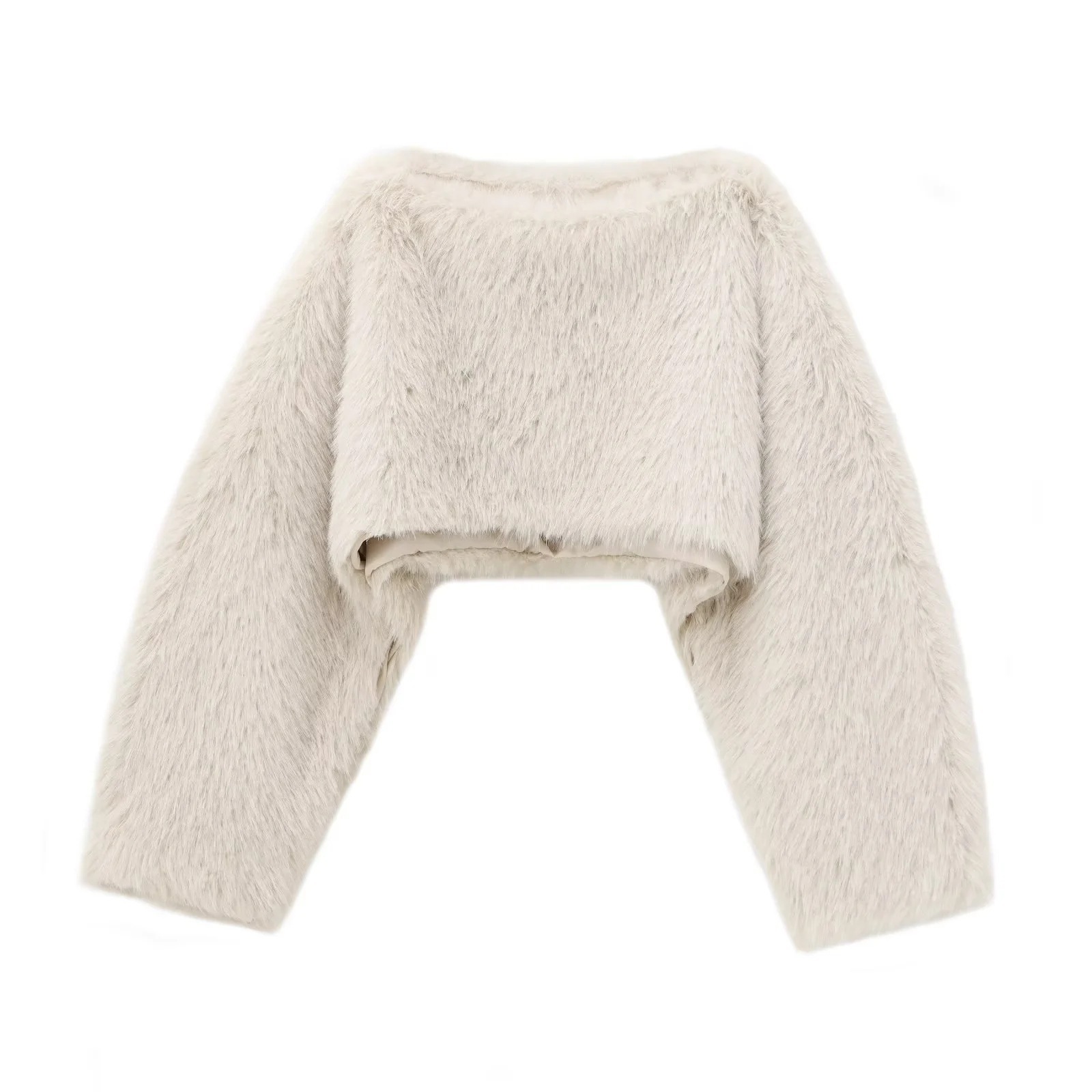 Women's Faux Fur Short Pullover Top Crewneck