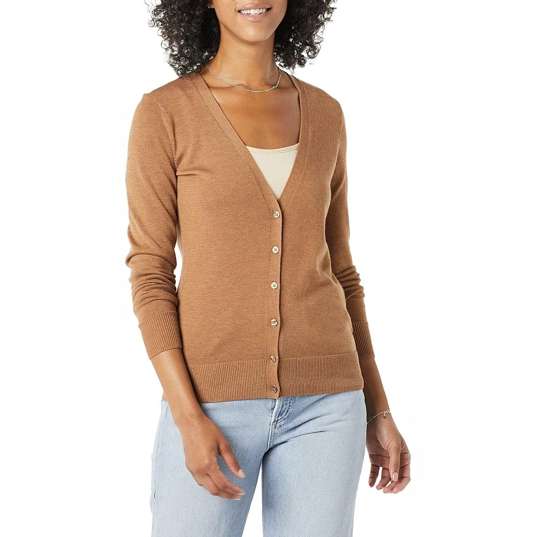 Women's Knit Single-Breasted Long-Sleeve Cardigan Sweater