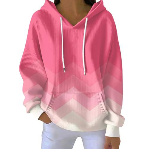 Women's Colorful Striped Print Casual Hoodie