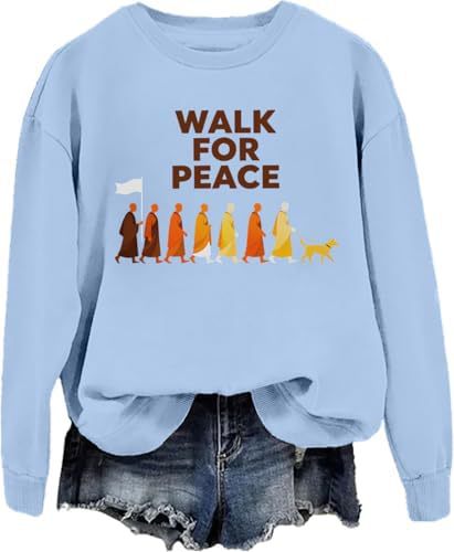 Women's Monk Light Dog Peace Print Crewneck Sweatshirt
