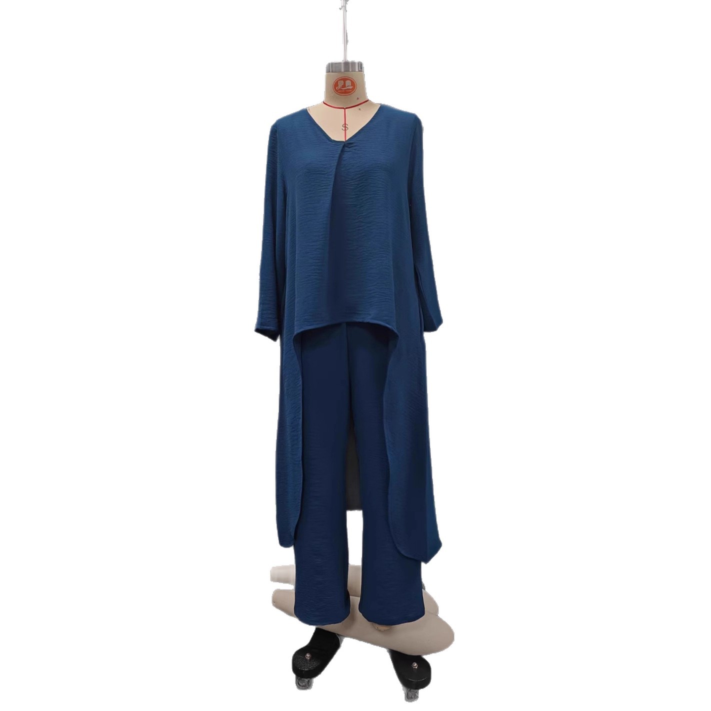 Women's Summer V-Neck Two-Piece Skirt Set with Pockets, Solid Color, Loose Fit