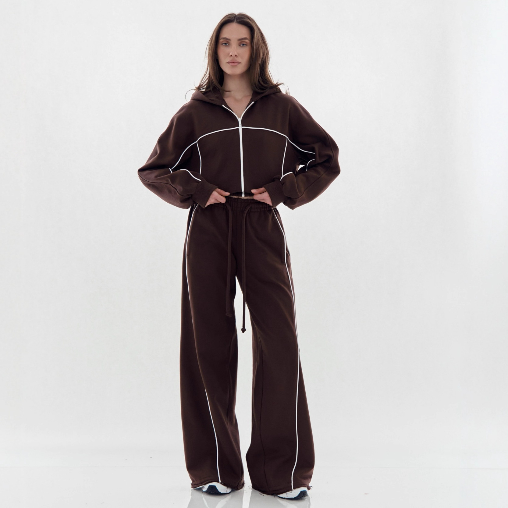 Women's Casual Hooded Zip Cardigan and Pants Two-Piece Set