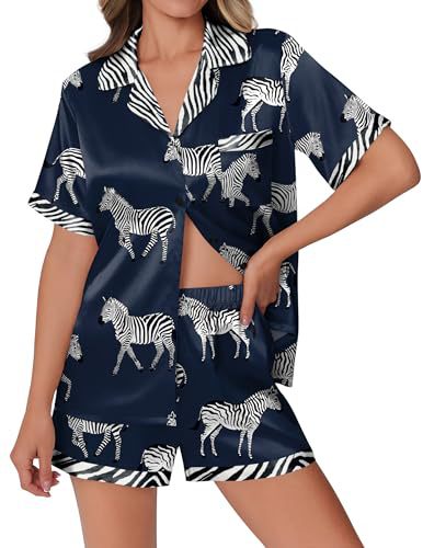 Cuban Collar Animal Print Short Sleeve Women's Set