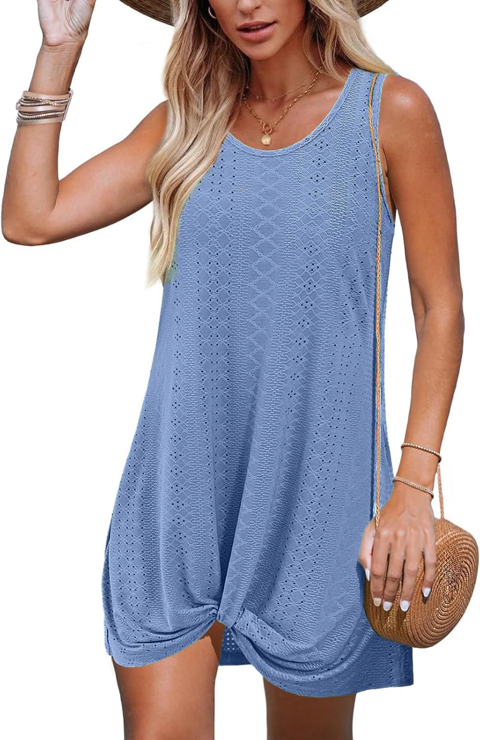 Women's Cutout Twist Knot Sleeveless A-Line Mini Dress