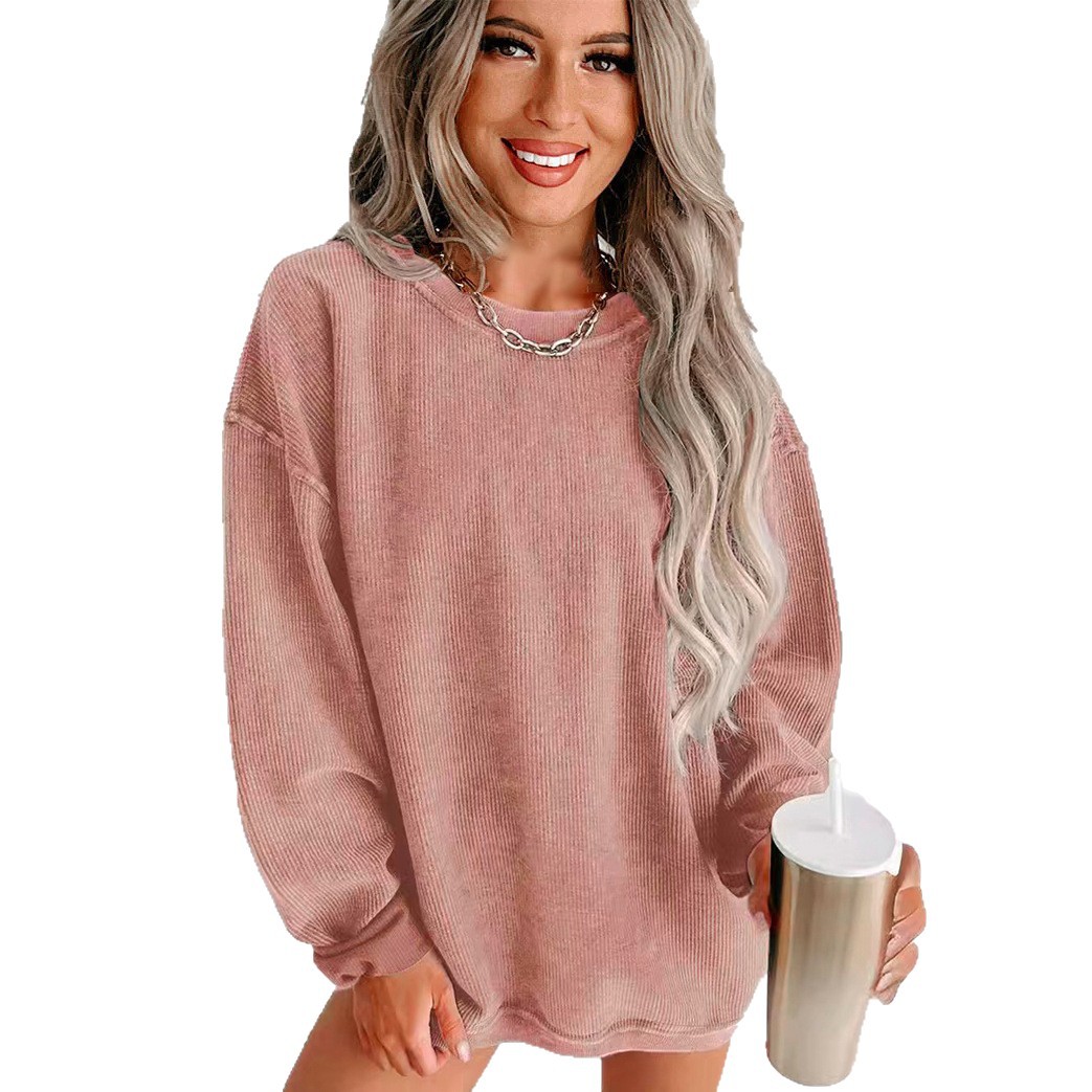 Women's Oversized Crewneck Long-Sleeve Pullover Sweatshirt