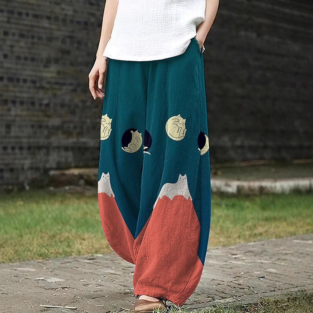Women's Vintage Floral Print Casual Pants