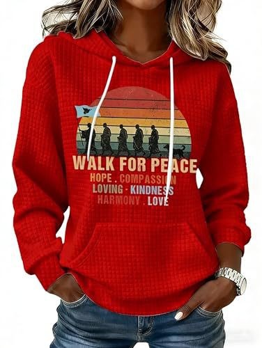 Women's Waffle Knit Peace & Light Animal Print Hoodie