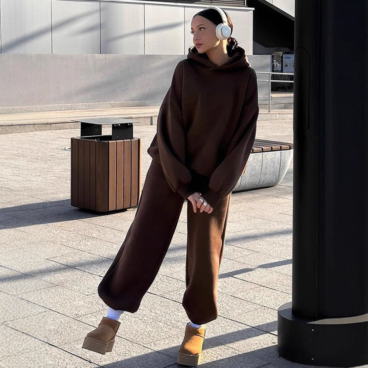 Women's Casual Sporty Hoodie and Skinny Pants Two-Piece Set