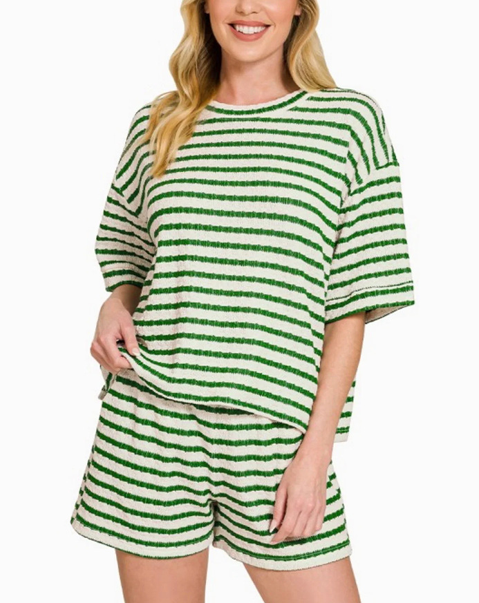 Striped Crewneck Short Sleeve & Shorts Set