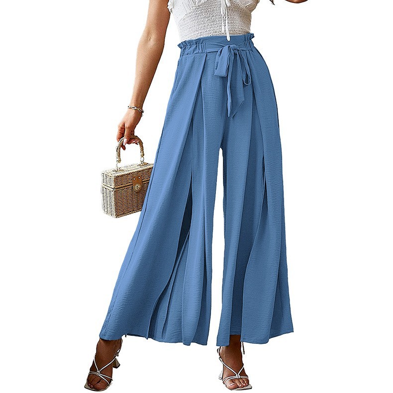 Elegant Bow High-Waist Pleated Wide-Leg Pants for Women