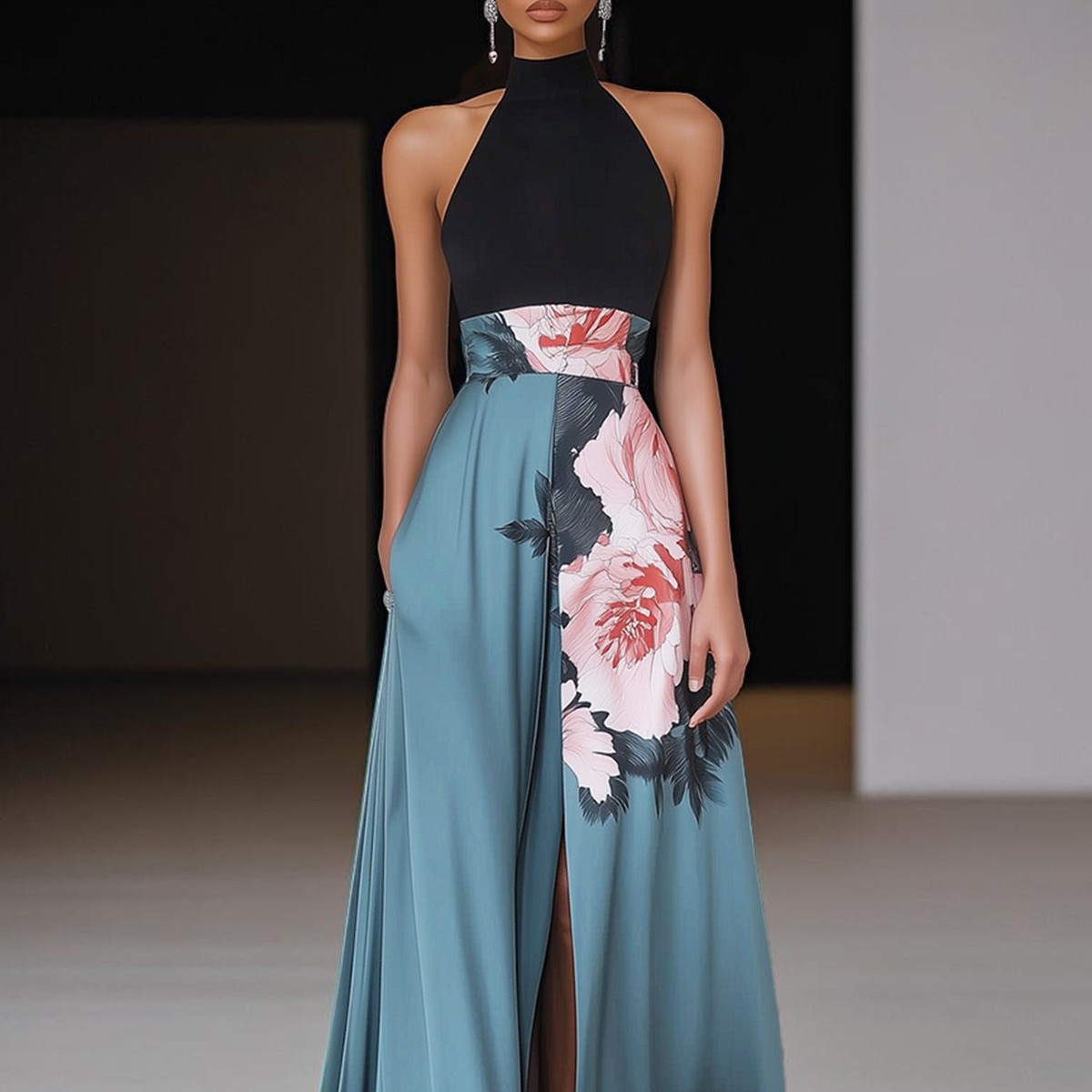 Sleeveless Digital Print Maxi Dress