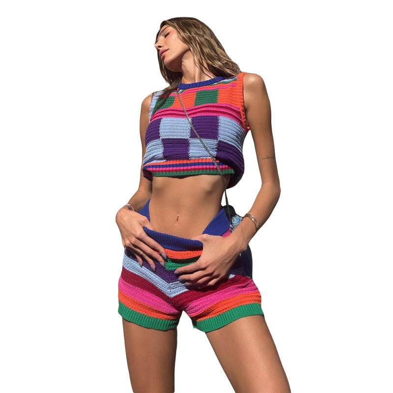 Women's Sleeveless High-Waist Knit Two-Piece Set