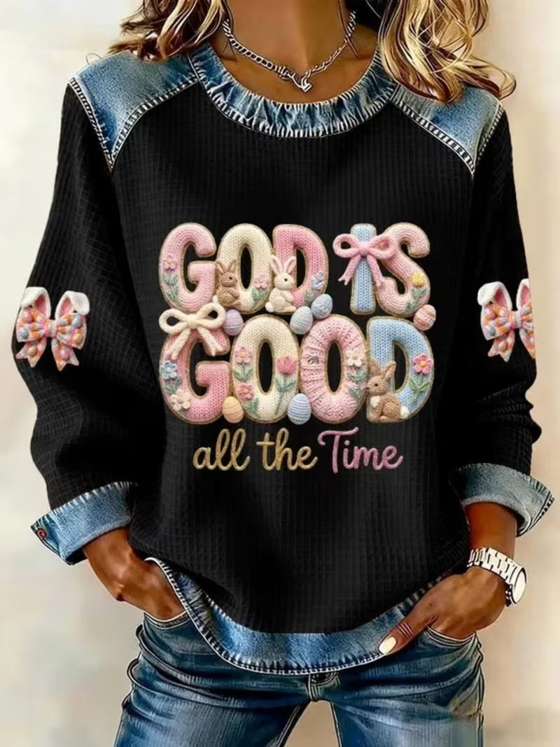 Women's God Is Good Colorful Letter Print Sweatshirt