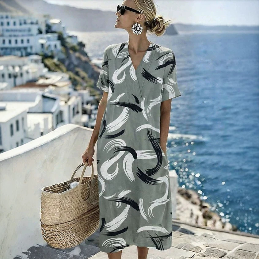 Women's Floral Print Ruched Midi Dress Sleeveless Deep V-Neck Bodycon