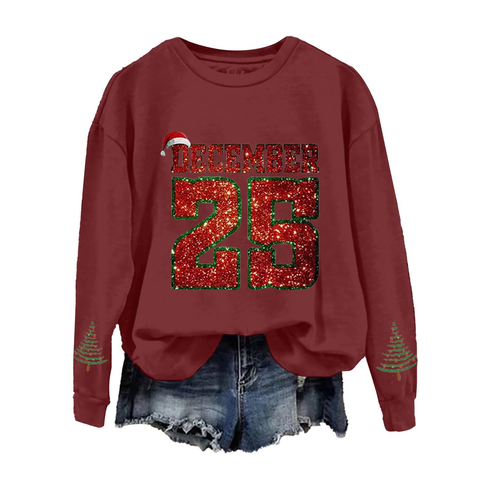 Women's Christmas December Print Crewneck Sweatshirt