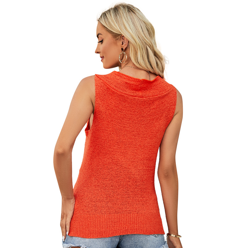 Sleeveless Cowl Neck Knit Top