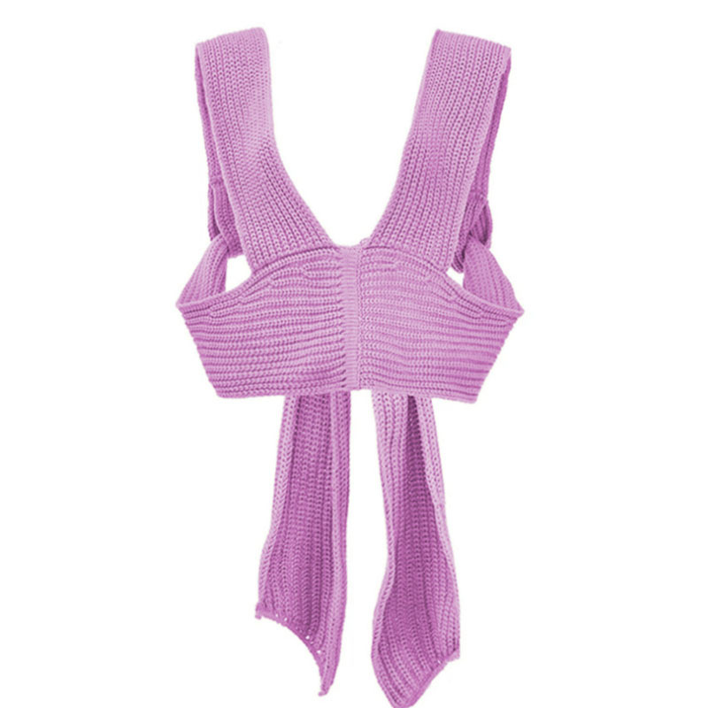 Sexy Cross-Front Knit Cami Top Slim Fit