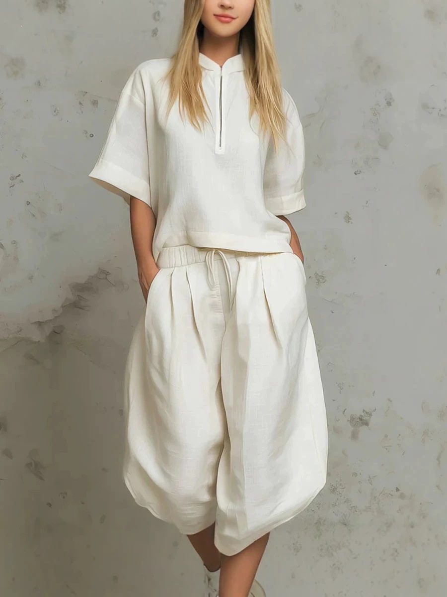 Women's Short Sleeve Wide Leg Two Piece Set Casual Loungewear