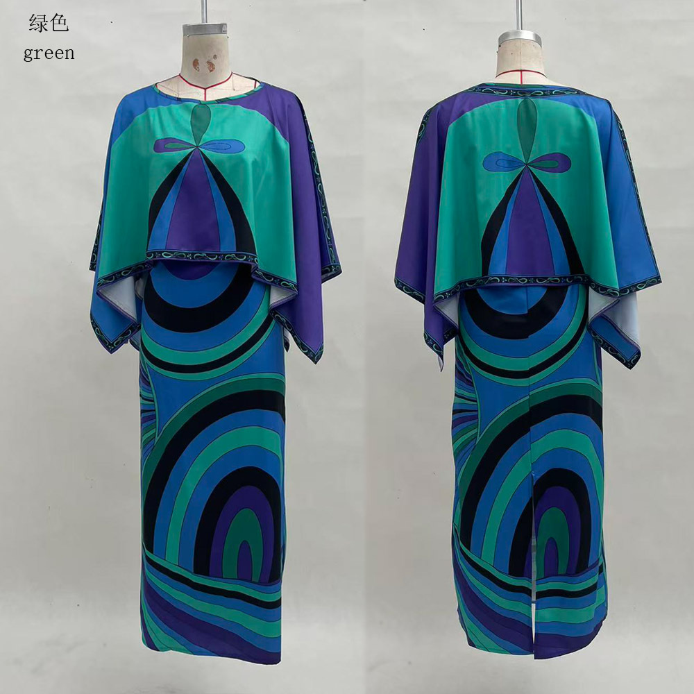 Women's Asymmetric Print Shawl Dress Two-Piece Set Sleeveless Long Skirt