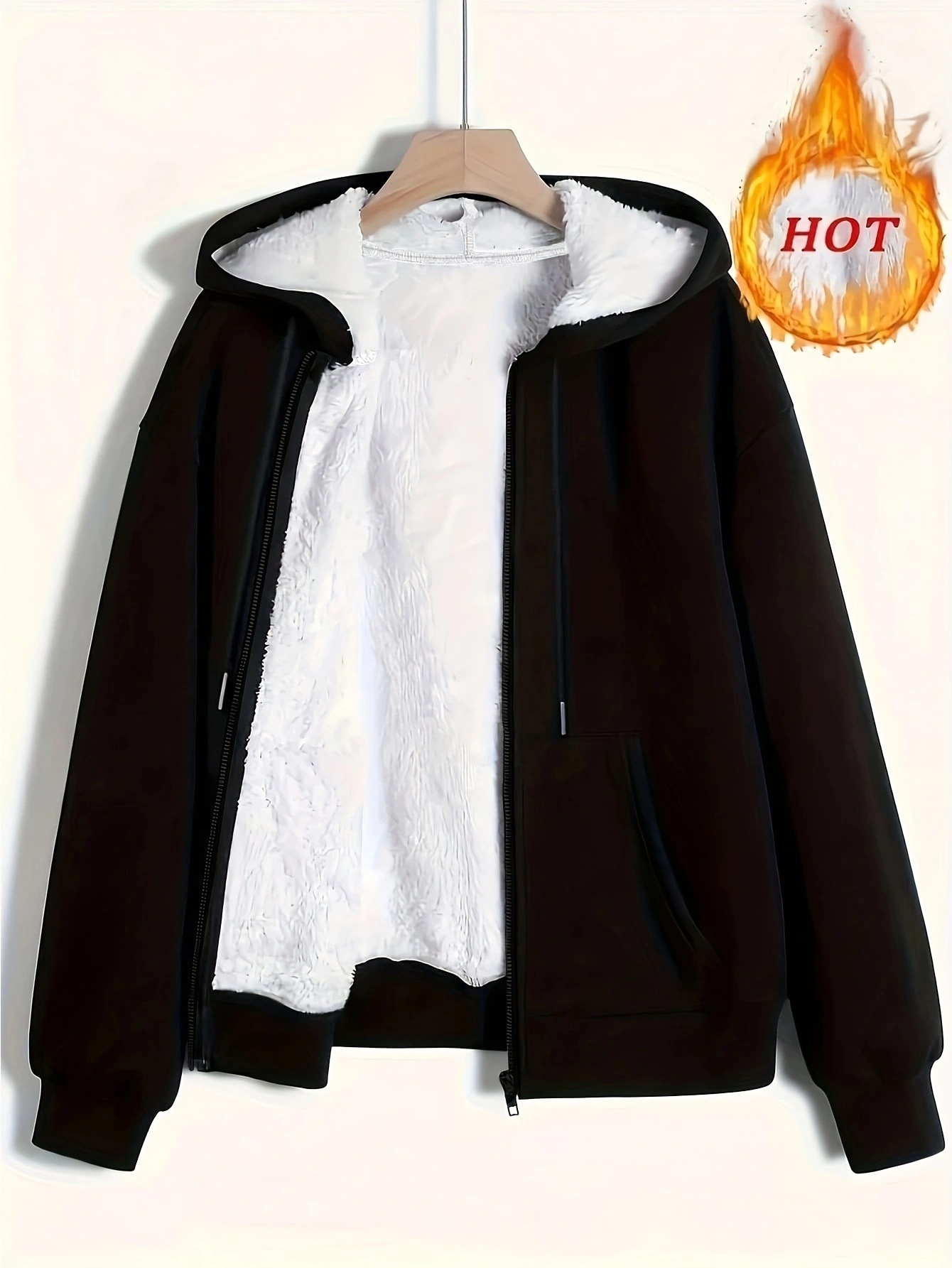Women's Winter Warm Fleece Hooded Zip-Up Sweatshirt Jacket