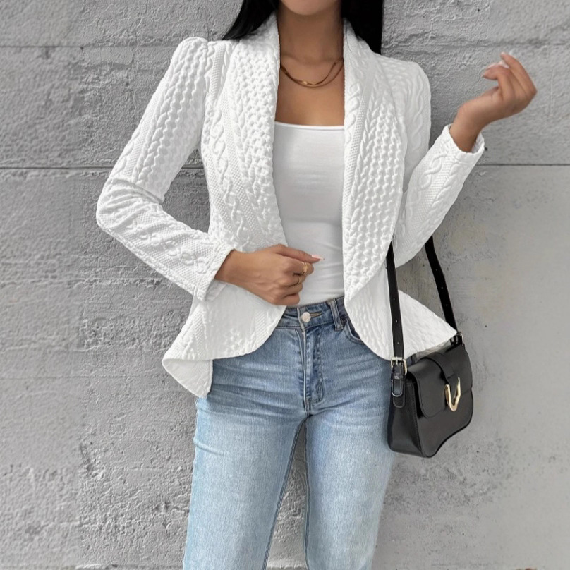 Women's Solid Color Open-Front Cardigan Casual Long-Sleeve Jacket