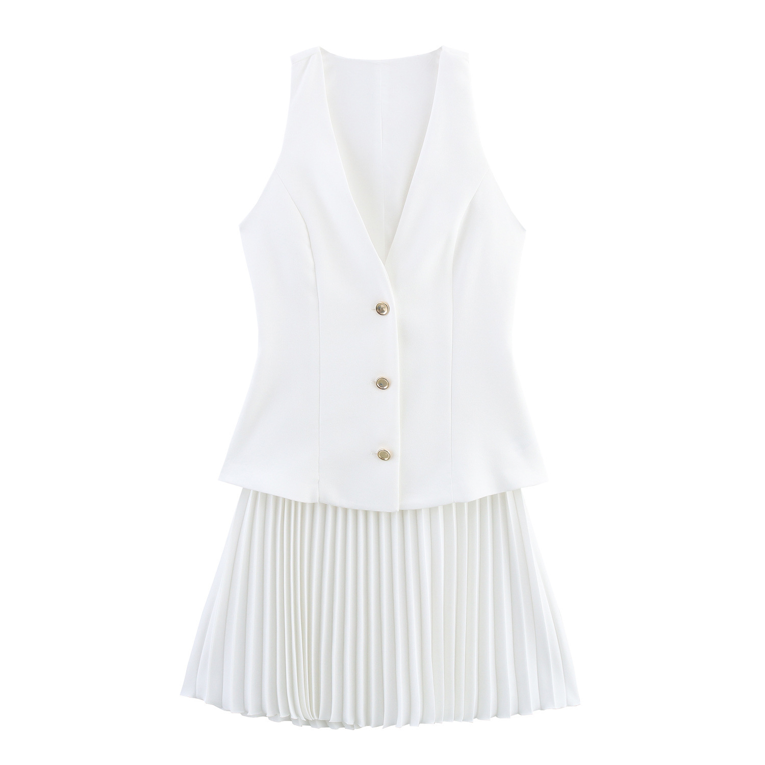 Women's Spliced Mini Dress V-Neck Sleeveless A-Line