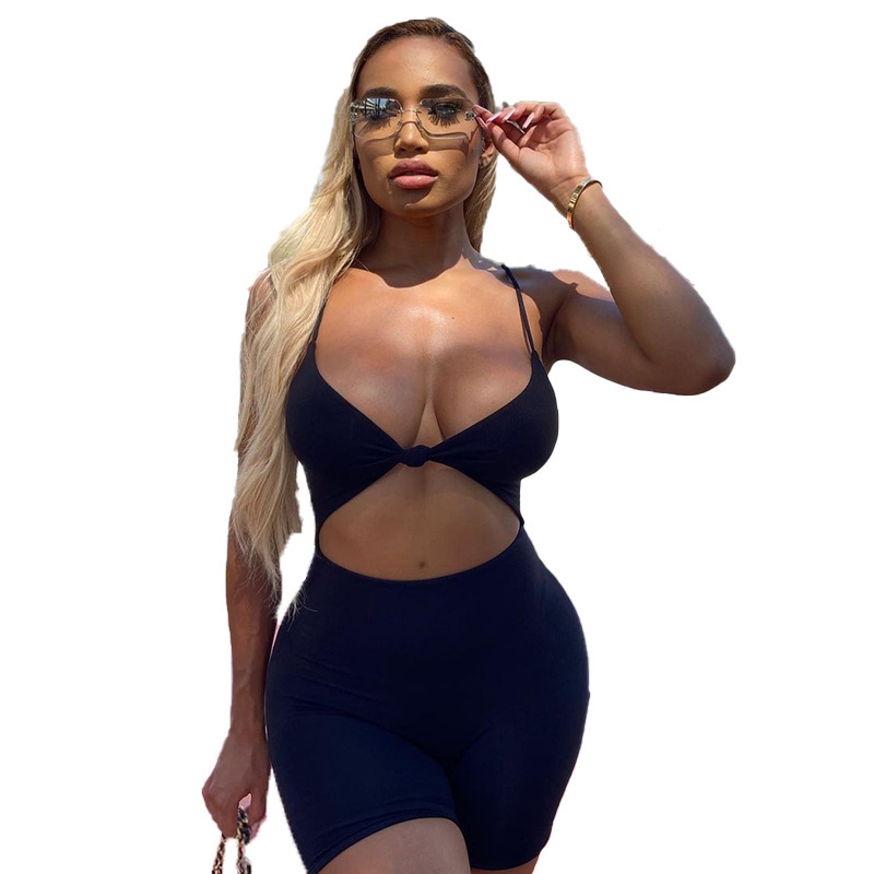 Women's Sleeveless Cutout Bodycon Romper with Butt-Lifting Fit